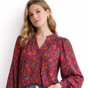 Vintage Bold Colourful Statement Button Blouse